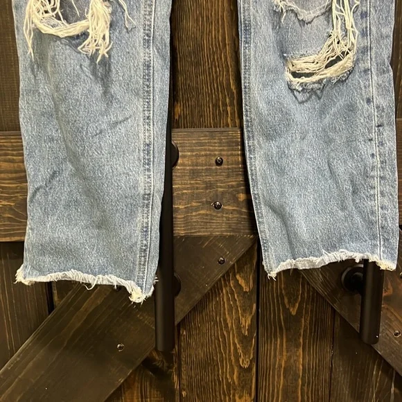 Vervet Jeans 28 Distressed Straight Leg Festival Ankle Length Super High Waist - Picture 5 of 9